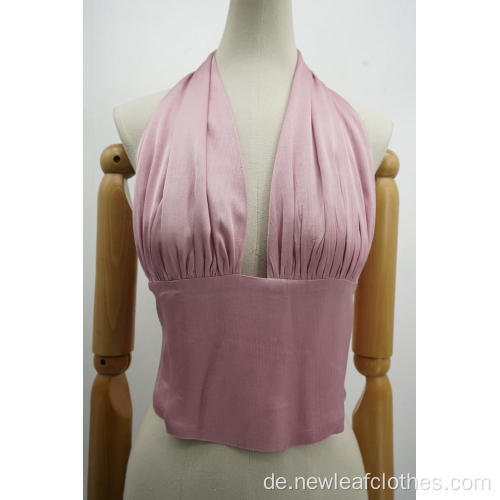 Damen rosa gewebtes sexy Top